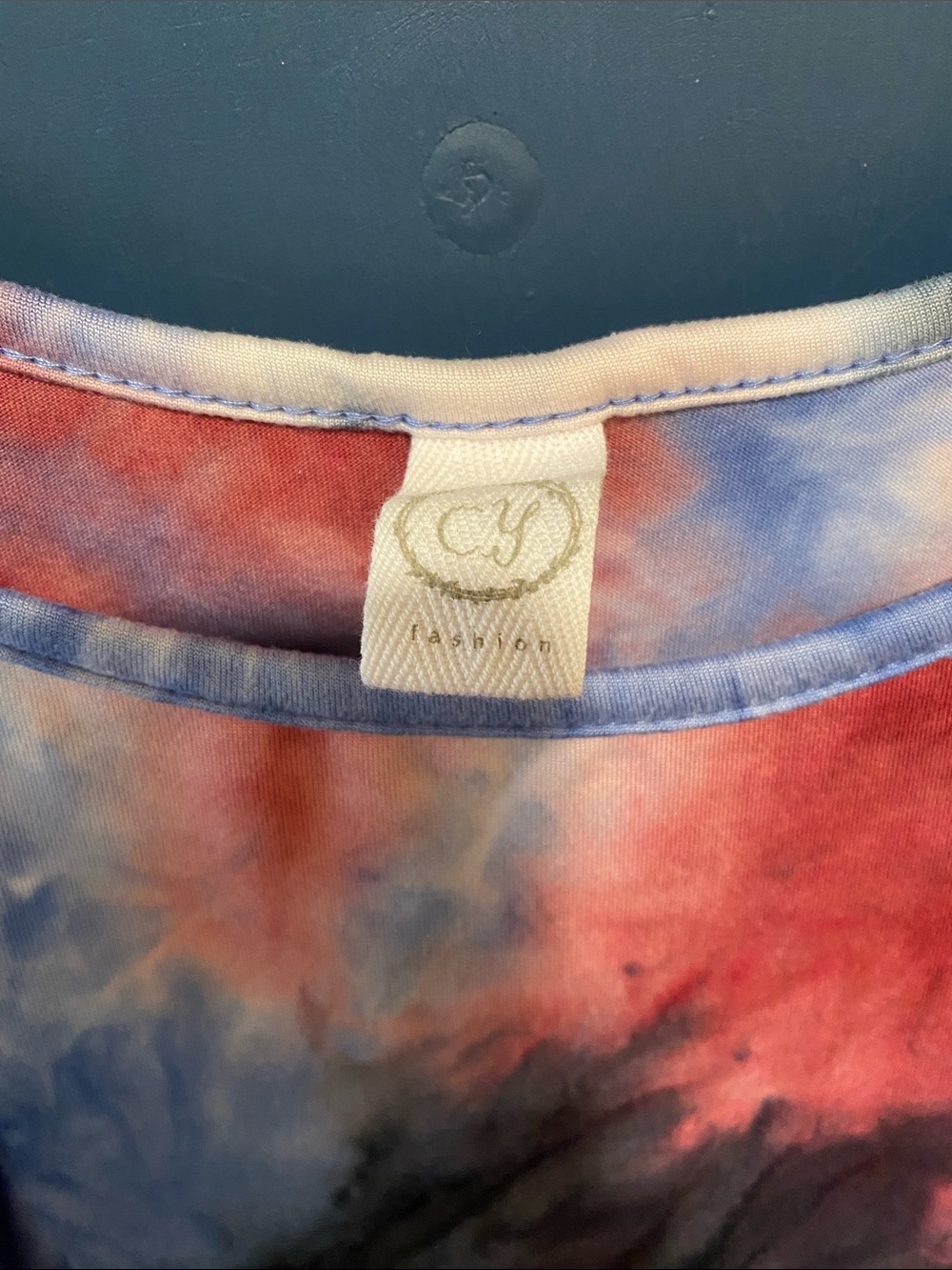 Tie-Dye Maxi Slip Dress in Blue, Coral & Black - Picture 2 of 2